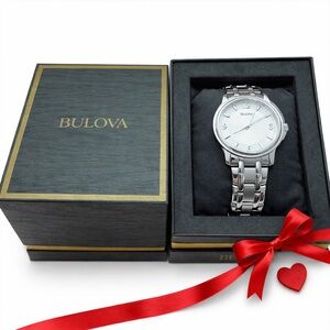Bulova Men’s Classic Silver Stainless Steel Dress Watch Original Box  Gift Ready